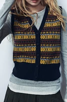 JACQUARD KNIT SWEATER VEST