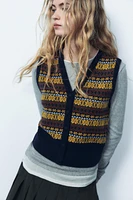 JACQUARD KNIT SWEATER VEST