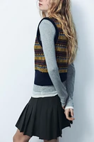 JACQUARD KNIT SWEATER VEST