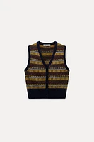 JACQUARD KNIT SWEATER VEST