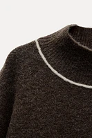 KNIT SWEATER WITH CONTRASTING PIPING