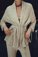 BELTED TEXTURED KIMONO