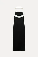 STRETCH KNIT HALTER DRESS