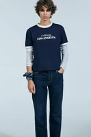 RIBBED T-SHIRT WITH TEXT