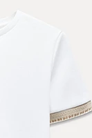 RHINESTONE TRIM T-SHIRT