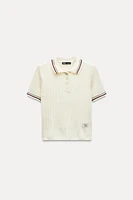 RIB CABLE KNIT POLO SHIRT