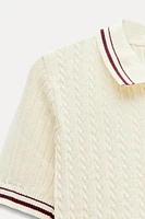 RIB CABLE KNIT POLO SHIRT