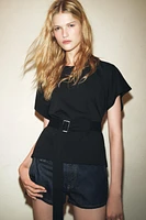 BELTED COTTON T-SHIRT