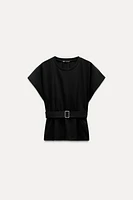 BELTED COTTON T-SHIRT