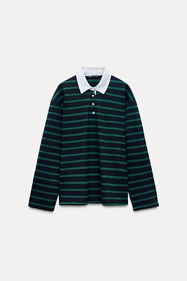 STRIPED OVERSIZED POLO