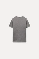 BEAR PRINT WASHED EFFECT T-SHIRT