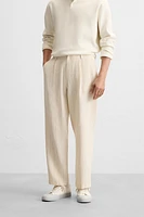 PLEATED STRIPED PANTS