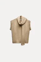 KNIT SWEATER VEST WITH SCARF