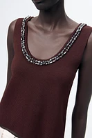 BASIC BEADS JEWEL KNIT TOP