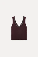 BASIC BEADS JEWEL KNIT TOP