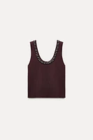 BASIC BEADS JEWEL KNIT TOP