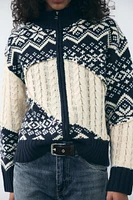 CABLE KNIT JACQUARD CARDIGAN