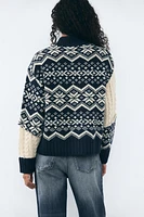 CABLE KNIT JACQUARD CARDIGAN