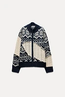 CABLE KNIT JACQUARD CARDIGAN