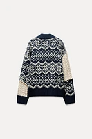 CABLE KNIT JACQUARD CARDIGAN