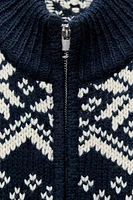 CABLE KNIT JACQUARD CARDIGAN