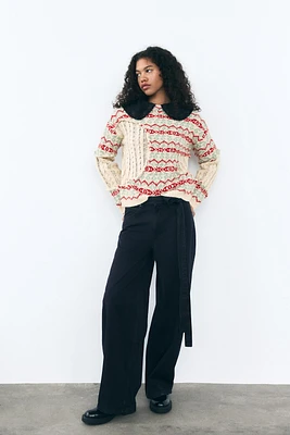 CABLE KNIT JACQUARD SWEATER