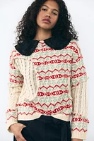 CABLE KNIT JACQUARD SWEATER