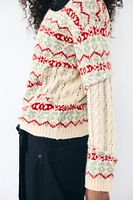 CABLE KNIT JACQUARD SWEATER