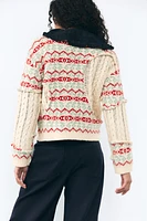 CABLE KNIT JACQUARD SWEATER