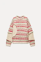 CABLE KNIT JACQUARD SWEATER