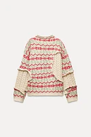 CABLE KNIT JACQUARD SWEATER