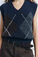 ARGYLE KNIT SWEATER VEST