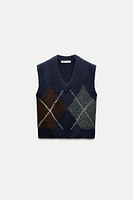 ARGYLE KNIT SWEATER VEST