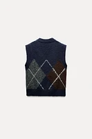 ARGYLE KNIT SWEATER VEST