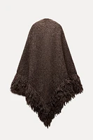 OVERSIZE FRINGED KNIT CAPE