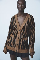 ANIMAL PRINT JACQUARD KNIT CARDIGAN