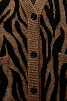 ANIMAL PRINT JACQUARD KNIT CARDIGAN