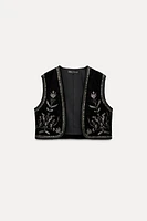 EMBROIDERED VELVET VEST