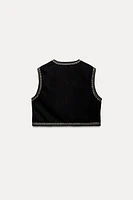 EMBROIDERED VELVET VEST