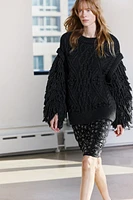 FRINGED KNIT SWEATER