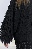 FRINGED KNIT SWEATER