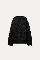 FRINGED KNIT SWEATER