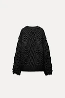 FRINGED KNIT SWEATER