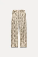 Z1975 DENIM ANIMAL PRINT HIGH-WAISTED STRAIGHT JEANS