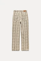 Z1975 DENIM ANIMAL PRINT HIGH-WAISTED STRAIGHT JEANS