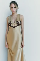 SATIN EFFECT DRESS WITH LACE