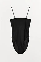 FITTED STRAPPY BODYSUIT WITH SEAMS