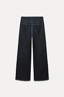 SHIMMERY TRF HIGH-WAISTED BAGGY JEANS