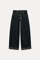 TRF RELAXED LOW-RISE FOLD UP MINI JEANS