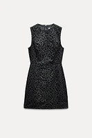 FLOCKED ANIMAL PRINT DRESS